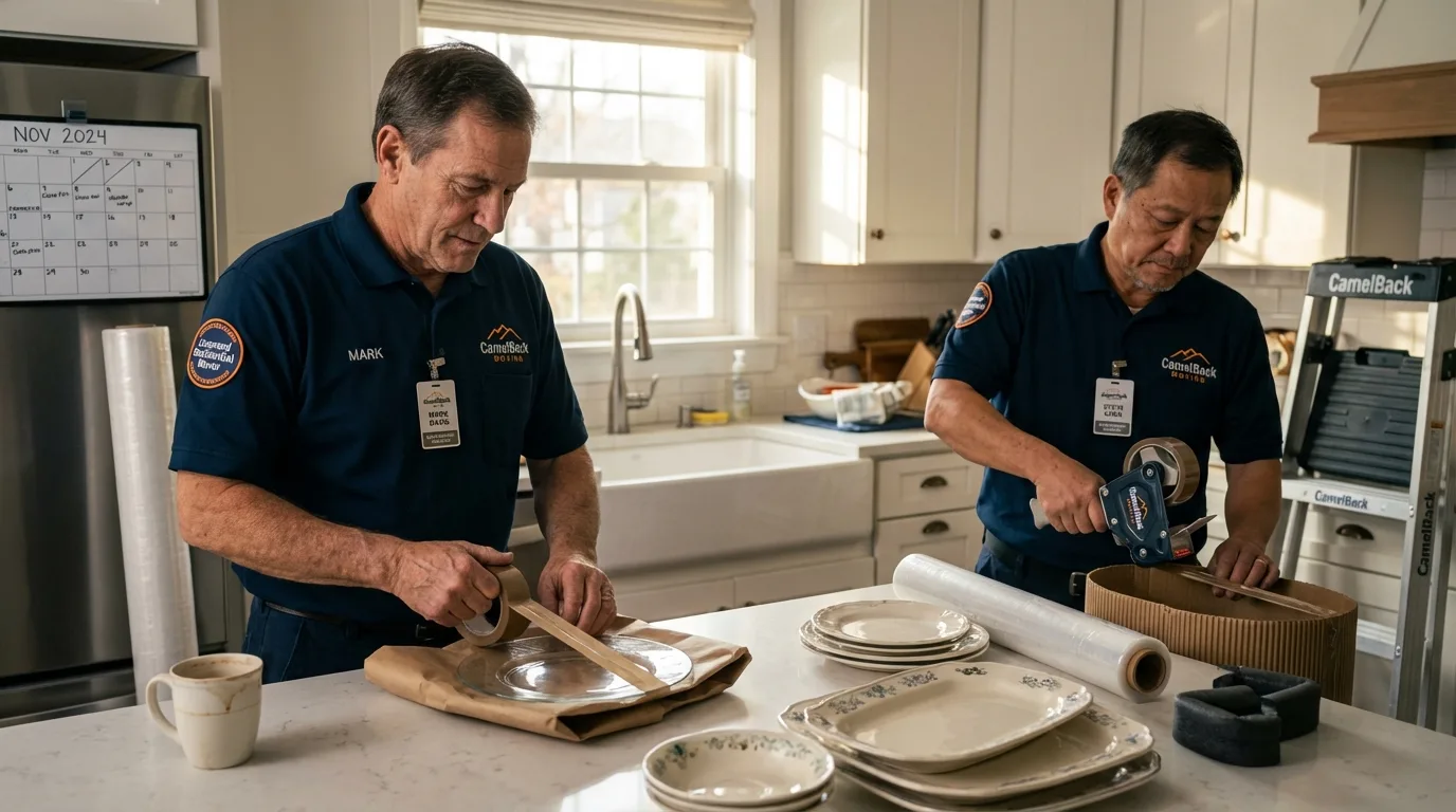Professional crew packing kitchen dishware in Holyoke, CO